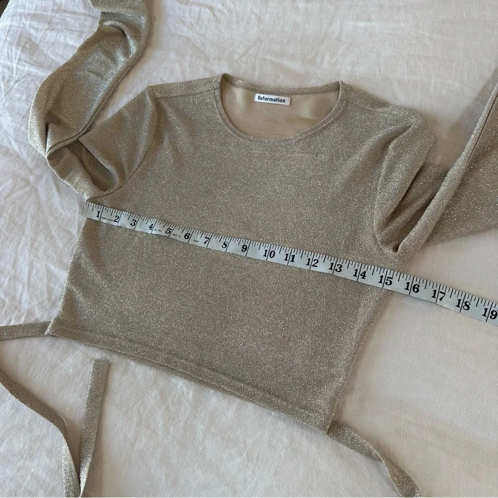 Reformation Jupiter Shimmer Metallic Gold Long Sleeve Top